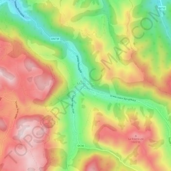 Moieciu de Sus topographic map, elevation, terrain