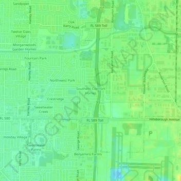 Southern Comfort Homes topographic map, elevation, terrain