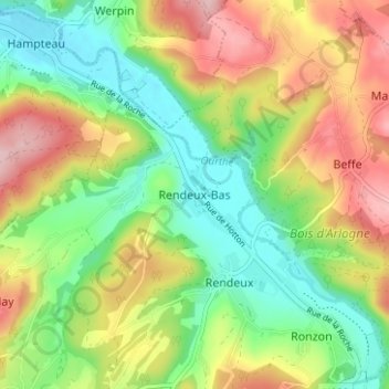 Rendeux-Bas topographic map, elevation, terrain