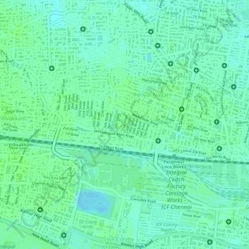 GKM Colony topographic map, elevation, terrain