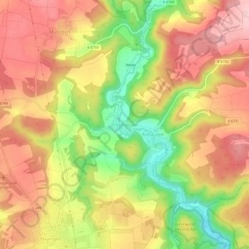 Indelhausen topographic map, elevation, terrain