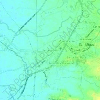 San Agustin topographic map, elevation, terrain