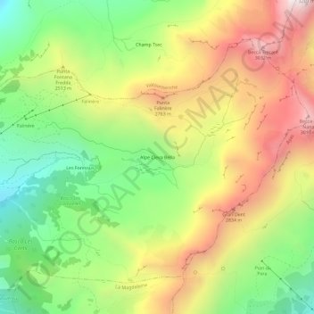 Alpe Cleva Bella topographic map, elevation, terrain