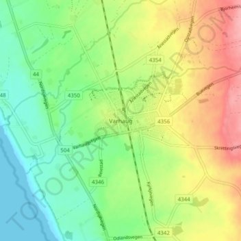 Varhaug topographic map, elevation, terrain