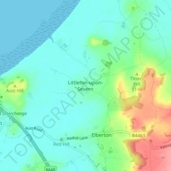 Littleton-upon-Severn topographic map, elevation, terrain