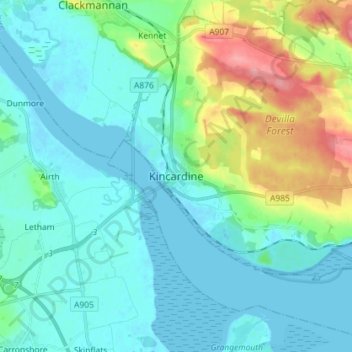 Kincardine topographic map, elevation, terrain