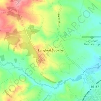 Langford Budville topographic map, elevation, terrain