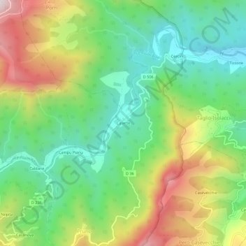 Casette topographic map, elevation, terrain