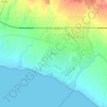 El Toyo topographic map, elevation, terrain