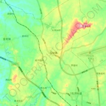 Shuangjia topographic map, elevation, terrain