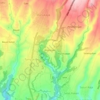 Mancingan topographic map, elevation, terrain