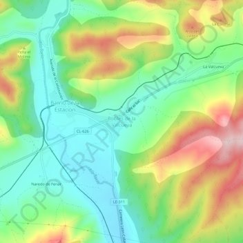 Robles de la Valcueva topographic map, elevation, terrain