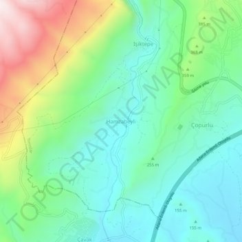 Hamzabeyli topographic map, elevation, terrain