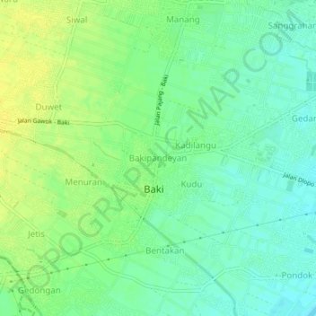 Bakipandeyan topographic map, elevation, terrain