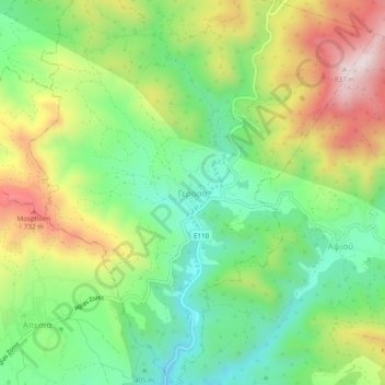 Gerasa topographic map, elevation, terrain