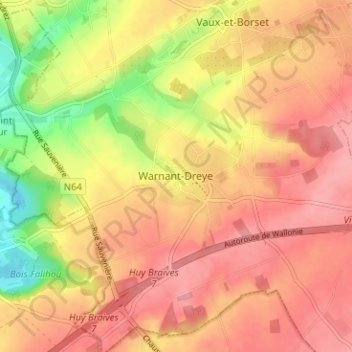 Warnant-Dreye topographic map, elevation, terrain