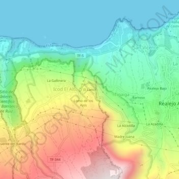 El Lance topographic map, elevation, terrain