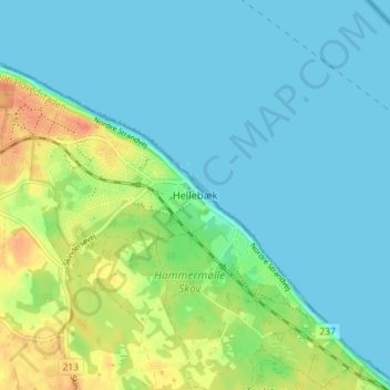 Hellebæk topographic map, elevation, terrain