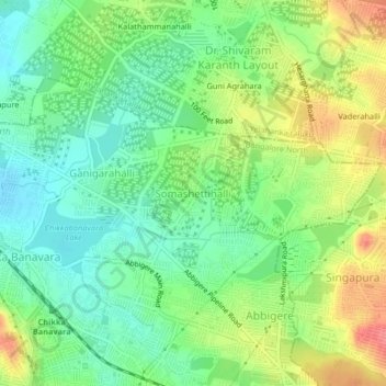 Somashettihalli topographic map, elevation, terrain