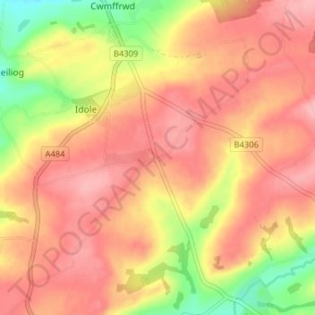 Bancycapel topographic map, elevation, terrain