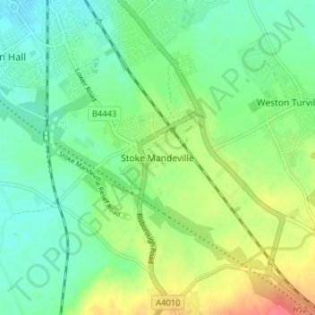 Stoke Mandeville topographic map, elevation, terrain