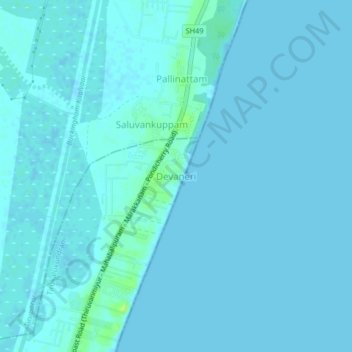 Devaneri topographic map, elevation, terrain