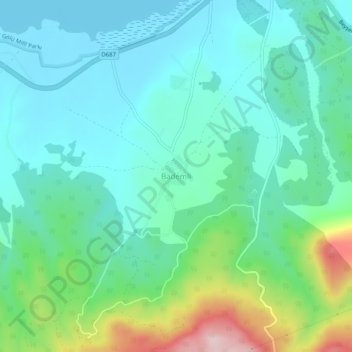 Bademli topographic map, elevation, terrain