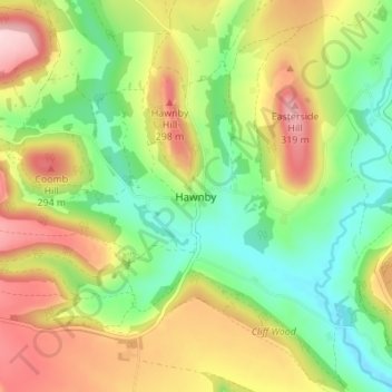 Hawnby topographic map, elevation, terrain