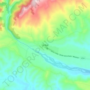 Uribe topographic map, elevation, terrain