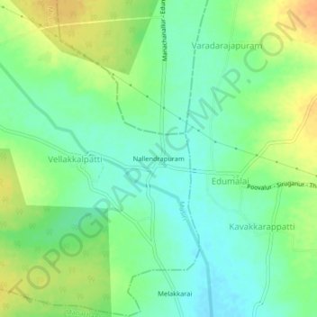 Nallendrapuram topographic map, elevation, terrain