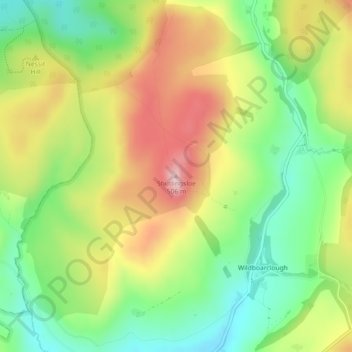 Shutlingsloe topographic map, elevation, terrain