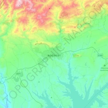 Adiyaman topographic map, elevation, terrain