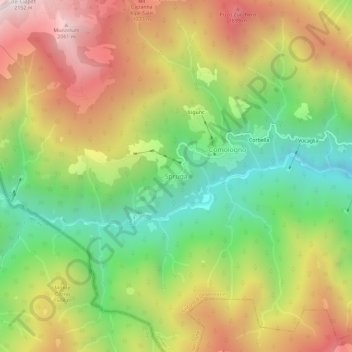 Spruga topographic map, elevation, terrain