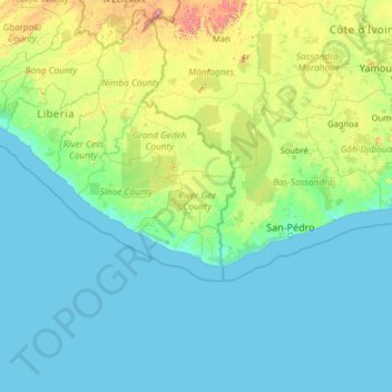 River Gee topographic map, elevation, terrain
