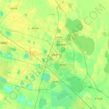 Daqing topographic map, elevation, terrain