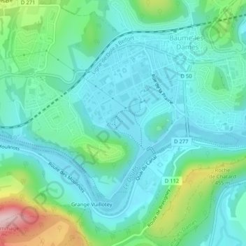 Les Grenouilles topographic map, elevation, terrain