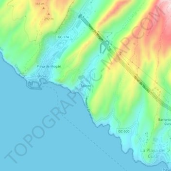 Taurito topographic map, elevation, terrain