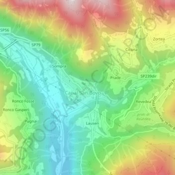 Danoli topographic map, elevation, terrain