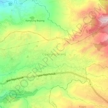 Cipayung Girang topographic map, elevation, terrain