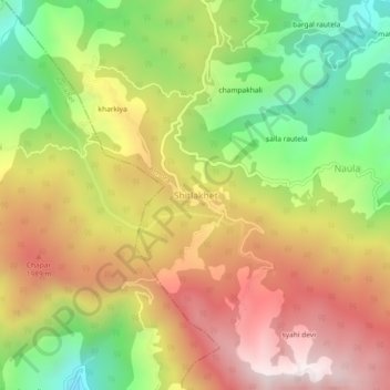 Shitlakhet topographic map, elevation, terrain