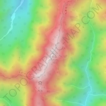 赤岩岳 topographic map, elevation, terrain