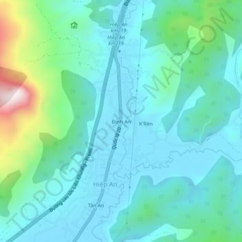 Định An topographic map, elevation, terrain