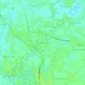 Pondok Jaya topographic map, elevation, terrain