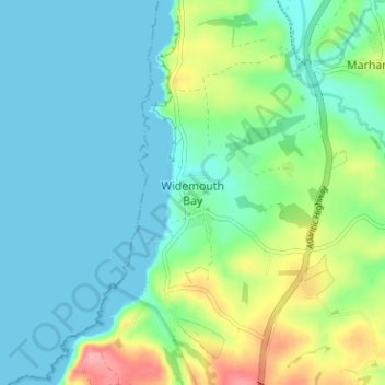 Widemouth Bay topographic map, elevation, terrain