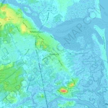 Newbury topographic map, elevation, terrain