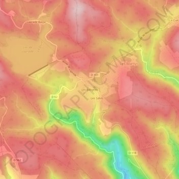 Les Batignès topographic map, elevation, terrain