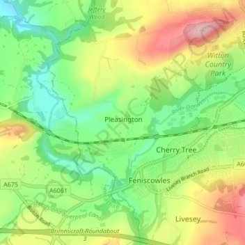 Pleasington topographic map, elevation, terrain