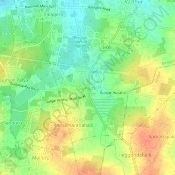 Gunjuru topographic map, elevation, terrain