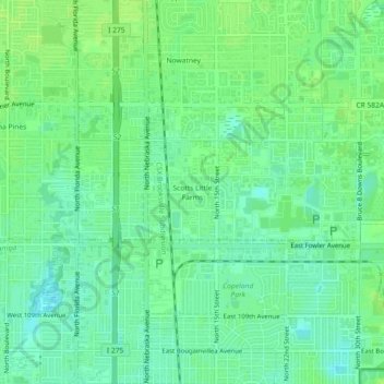 Scotts Little Farms topographic map, elevation, terrain