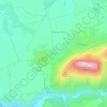 Kaman topographic map, elevation, terrain